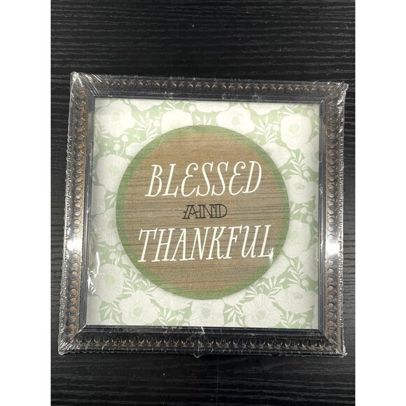 Blessed & Thankful Framed Wall Art With Decorative Pattern - Picture 3 of 3
